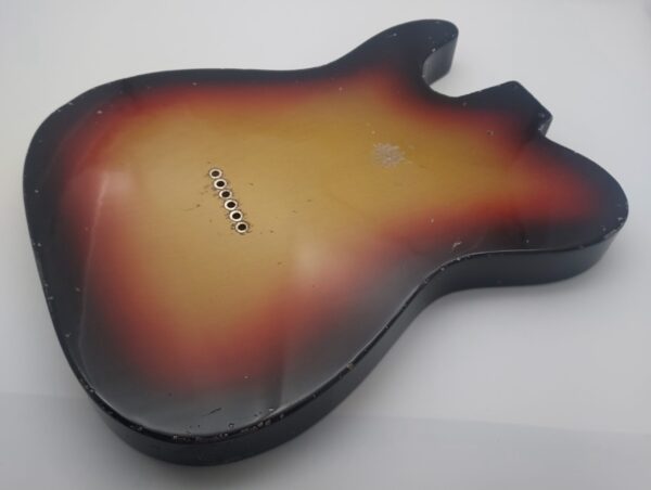 Nitro Lacquer Relic 3 Tone Sunburst T-Style Guitar Body (4lbs 1oz) - Image 14