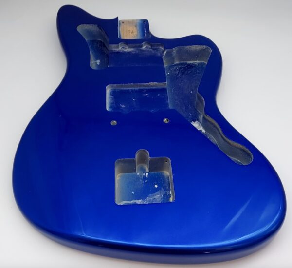 Nitro Lacquer Relic Deep Lake Placid Blue Metallic Jazz-Style Guitar Body (3lbs 15oz) - Image 2