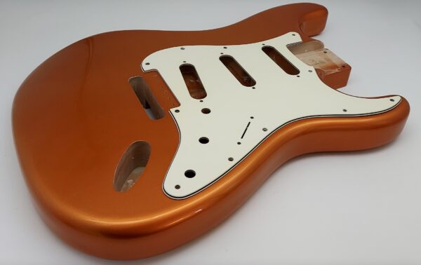 Nitro Lacquer Relic Candy Tangerine Metallic S-Style Guitar Body (4lbs 3oz) - Image 5