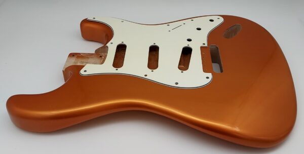 Nitro Lacquer Relic Candy Tangerine Metallic S-Style Guitar Body (4lbs 3oz) - Image 4