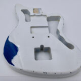 Nitro Lacquer Relic Olympic White over Blue Translucent Jazz-Style Guitar Body (3lbs 8oz) - Image 2