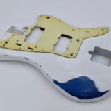 Nitro Lacquer Relic Olympic White over Blue Translucent Jazz-Style Guitar Body (3lbs 8oz) - Image 4