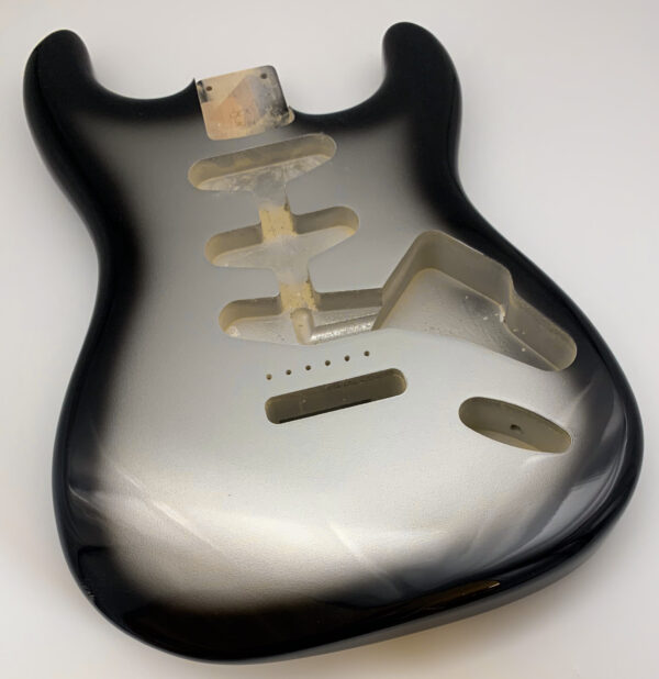 Nitro Lacquer Relic Silver Sunburst S-Style Guitar Body (4lbs) - Image 2