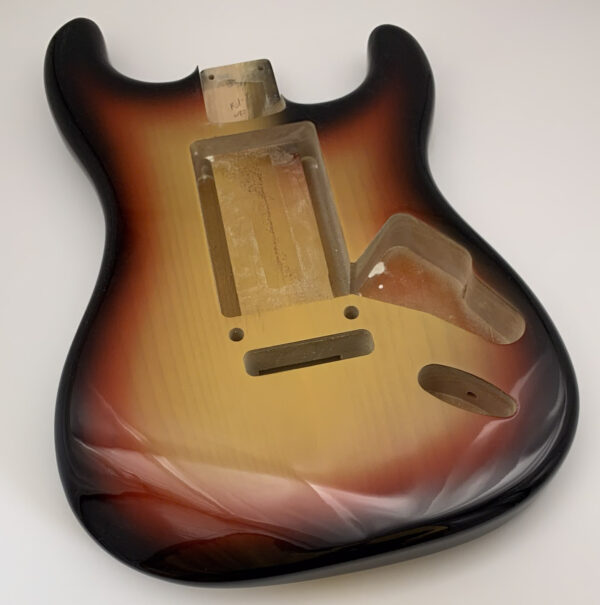 Nitro Lacquer Relic 3 Tone Sunburst Floyd Rose S-Style Guitar Body (3lbs 13oz)