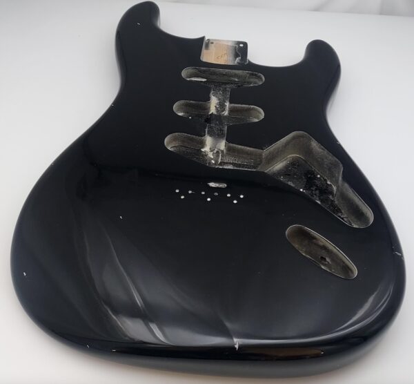 Nitro Lacquer Relic Black Hardtail S-Style Guitar Body (4lbs 1oz) - Image 2