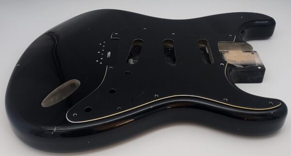 Nitro Lacquer Relic Black Hardtail S-Style Guitar Body (4lbs 1oz) - Image 3