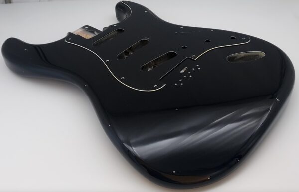 Nitro Lacquer Relic Black Hardtail S-Style Guitar Body (4lbs 1oz) - Image 6