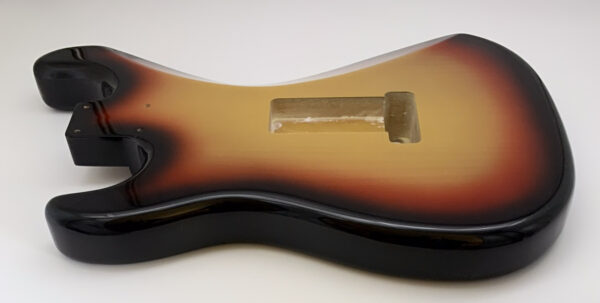 Nitro Lacquer Relic 3 Tone Sunburst Floyd Rose S-Style Guitar Body (3lbs 13oz) - Image 7