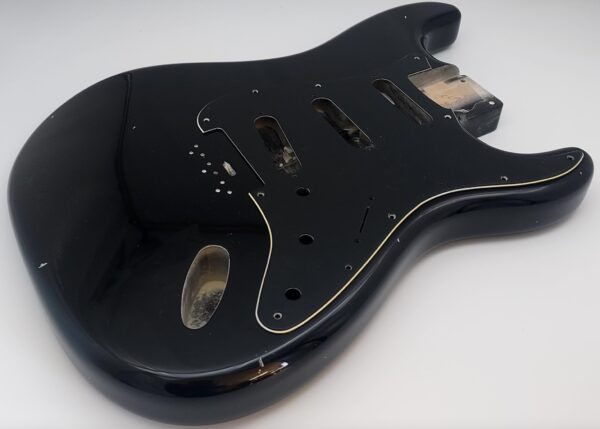 Nitro Lacquer Relic Black Hardtail S-Style Guitar Body (4lbs 1oz) - Image 5