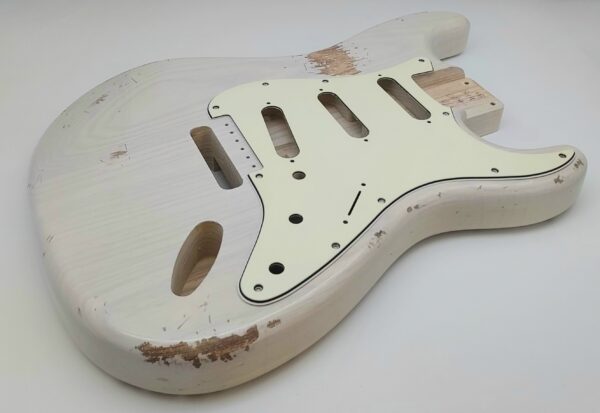 Nitro Lacquer Relic White Blonde S-Style Guitar Body (4lbs) - Image 4