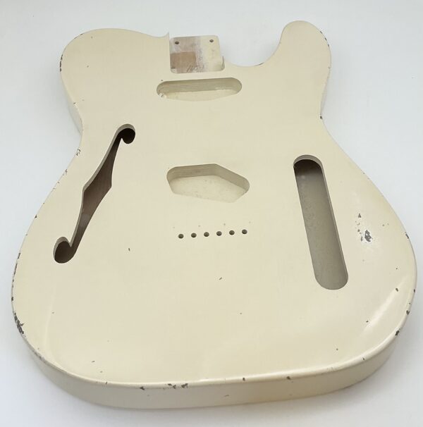 Nitro Lacquer Relic Vintage White Thinline T-Style Guitar Body (3lbs 8oz)