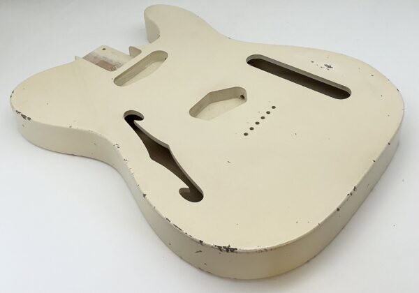 Nitro Lacquer Relic Vintage White Thinline T-Style Guitar Body (3lbs 8oz) - Image 3