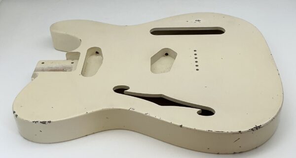 Nitro Lacquer Relic Vintage White Thinline T-Style Guitar Body (3lbs 8oz) - Image 4