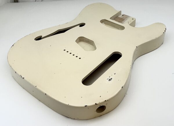 Nitro Lacquer Relic Vintage White Thinline T-Style Guitar Body (3lbs 8oz) - Image 2