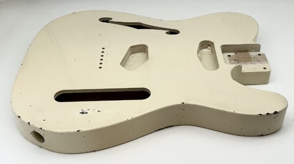 Nitro Lacquer Relic Vintage White Thinline T-Style Guitar Body (3lbs 8oz) - Image 5