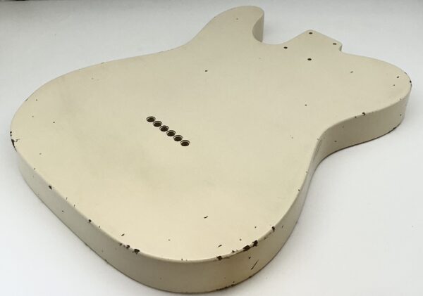 Nitro Lacquer Relic Vintage White Thinline T-Style Guitar Body (3lbs 8oz) - Image 7