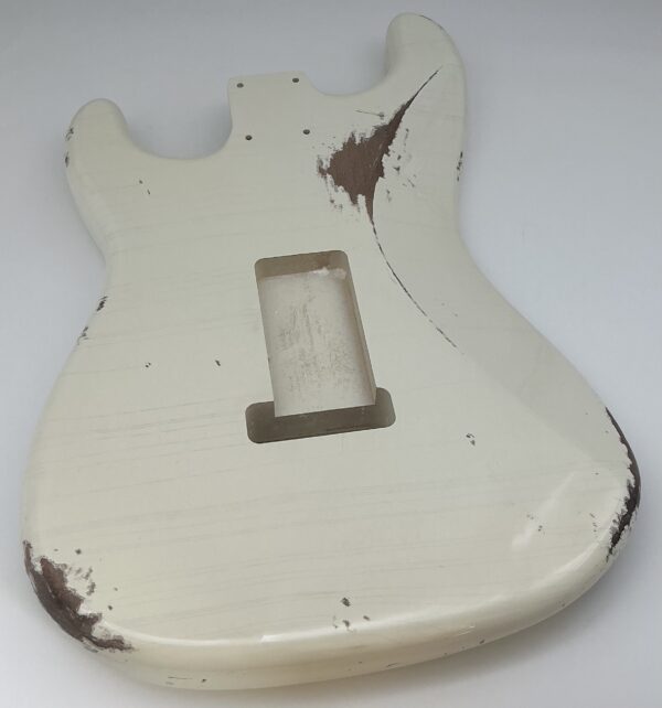 Nitro Lacquer Relic Vintage White S-Style Guitar Body (3lbs 15oz) - Image 9