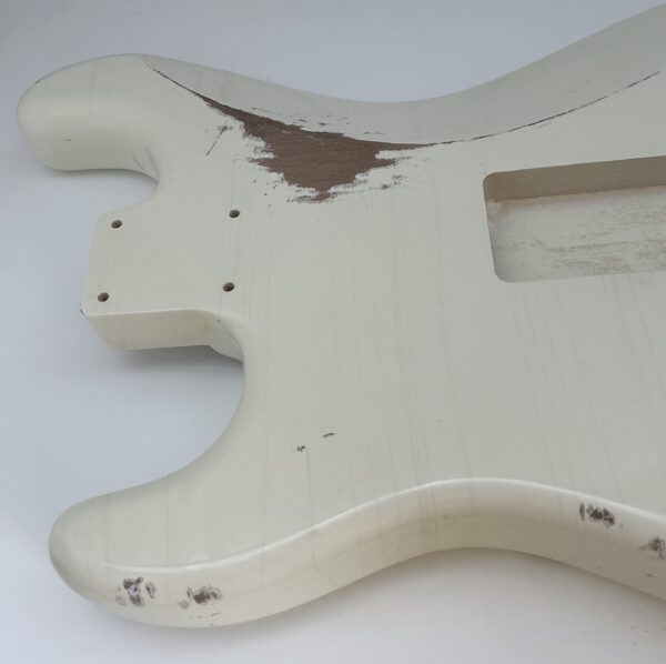 Nitro Lacquer Relic Vintage White S-Style Guitar Body (3lbs 15oz) - Image 13