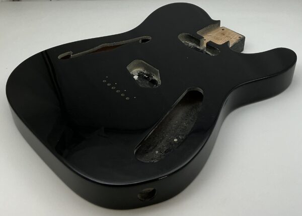 Nitro Lacquer Relic Black Thinline T-Style Guitar Body (3lbs 10oz) - Image 3