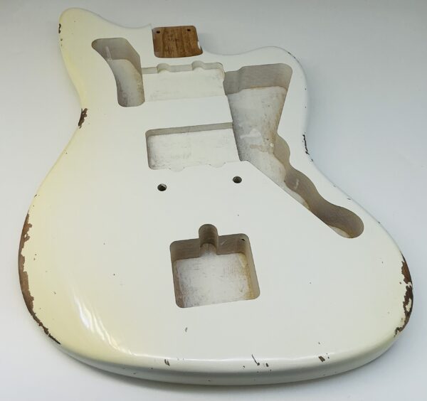 Nitro Lacquer Relic Olympic White Jazz-Style Guitar Body (3lbs 13oz) - Image 2