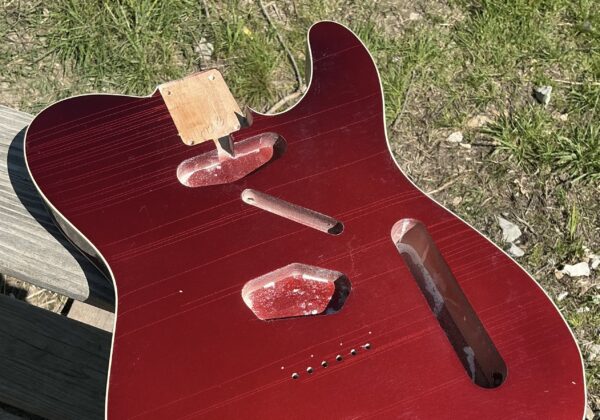 Nitro Lacquer Relic Dark Candy Apple Red Metallic T-Style Guitar Body (4lbs 7oz) - Image 3