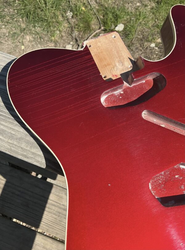 Nitro Lacquer Relic Dark Candy Apple Red Metallic T-Style Guitar Body (4lbs 7oz) - Image 6