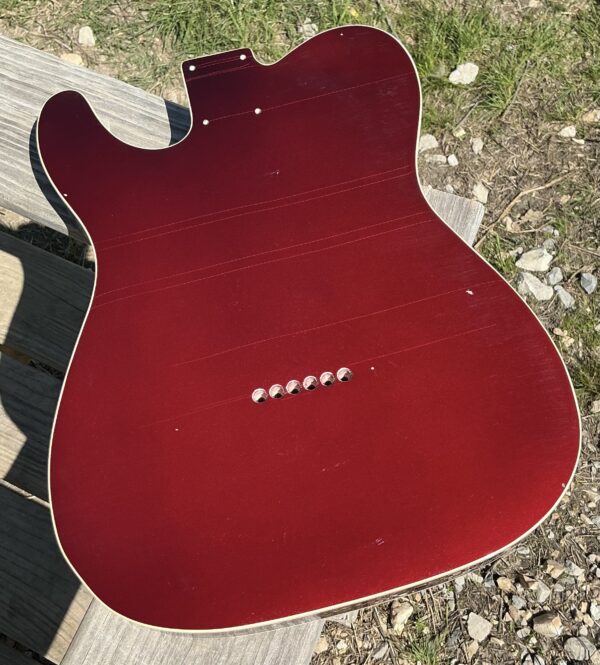 Nitro Lacquer Relic Dark Candy Apple Red Metallic T-Style Guitar Body (4lbs 7oz) - Image 10