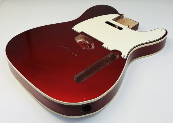 Nitro Lacquer Relic Dark Candy Apple Red Metallic T-Style Guitar Body (4lbs 7oz) - Image 5