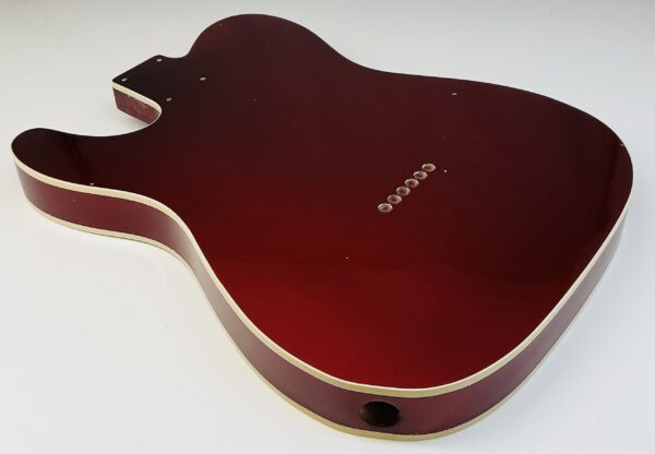 Nitro Lacquer Relic Dark Candy Apple Red Metallic T-Style Guitar Body (4lbs 7oz) - Image 11