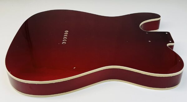 Nitro Lacquer Relic Dark Candy Apple Red Metallic T-Style Guitar Body (4lbs 7oz) - Image 14