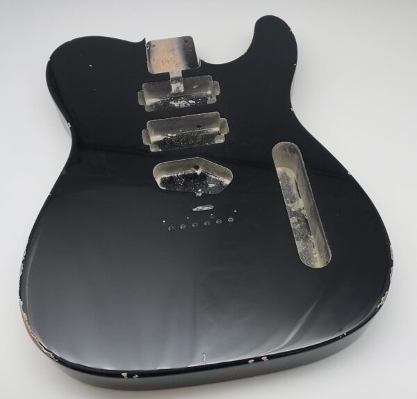 Nitro Lacquer Relic Black 1 PIECE HHS T-Style Guitar Body (4lbs 8oz)