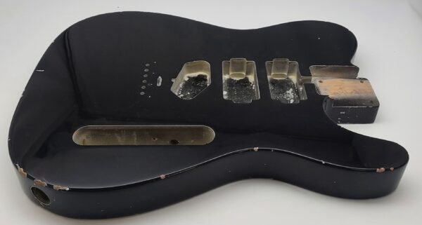 Nitro Lacquer Relic Black 1 PIECE HHS T-Style Guitar Body (4lbs 8oz) - Image 4