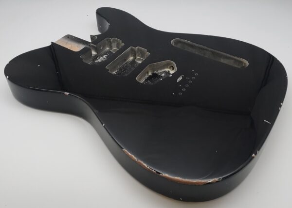 Nitro Lacquer Relic Black 1 PIECE HHS T-Style Guitar Body (4lbs 8oz) - Image 3