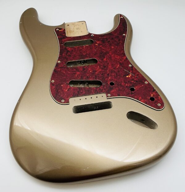 Nitro Lacquer Relic Dark Shoreline Gold Metallic S-Style Guitar Body (4lbs 5oz)