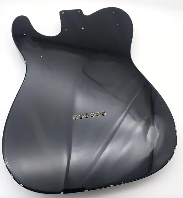 Nitro Lacquer Relic Black 1 PIECE HHS T-Style Guitar Body (4lbs 8oz) - Image 6