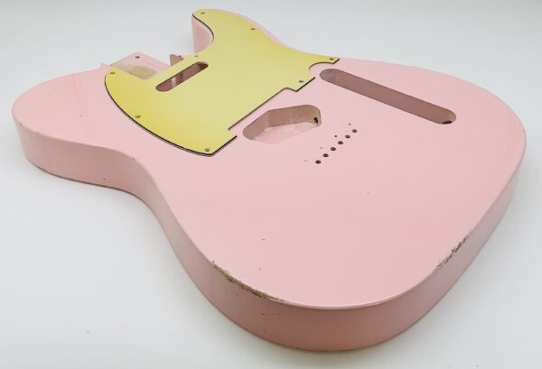 Nitro Lacquer Relic Faded Shell Pink T-Style Guitar Body (4lbs 13oz) - Image 4