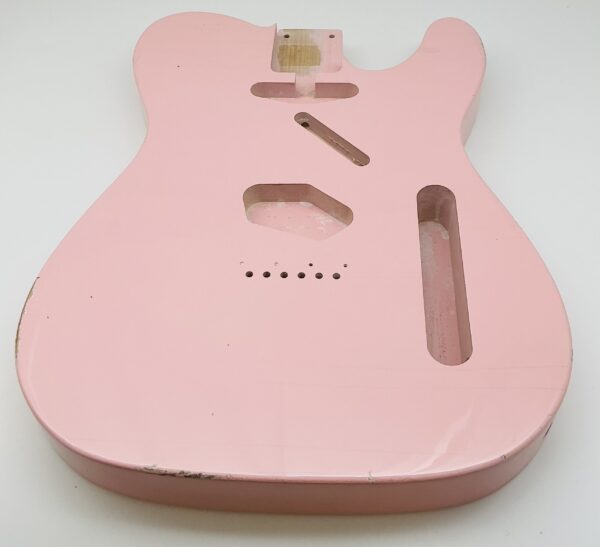 Nitro Lacquer Relic Faded Shell Pink T-Style Guitar Body (4lbs 13oz) - Image 2