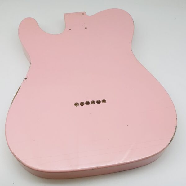 Nitro Lacquer Relic Faded Shell Pink T-Style Guitar Body (4lbs 13oz) - Image 9