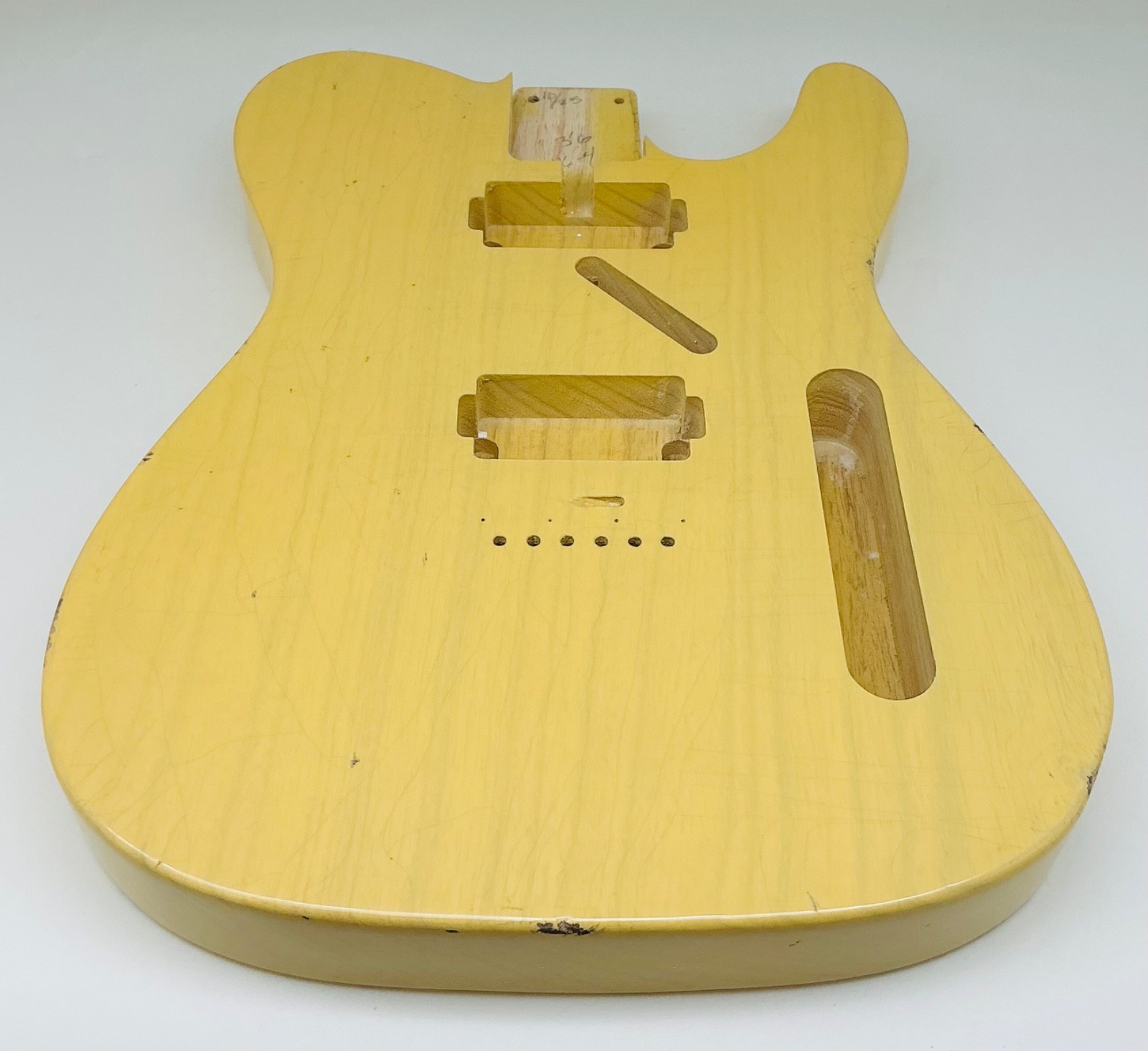 1 PIECE Nitro Lacquer Relic Butterscotch H/H T-Style Guitar Body (3lbs 8oz) - Image 2