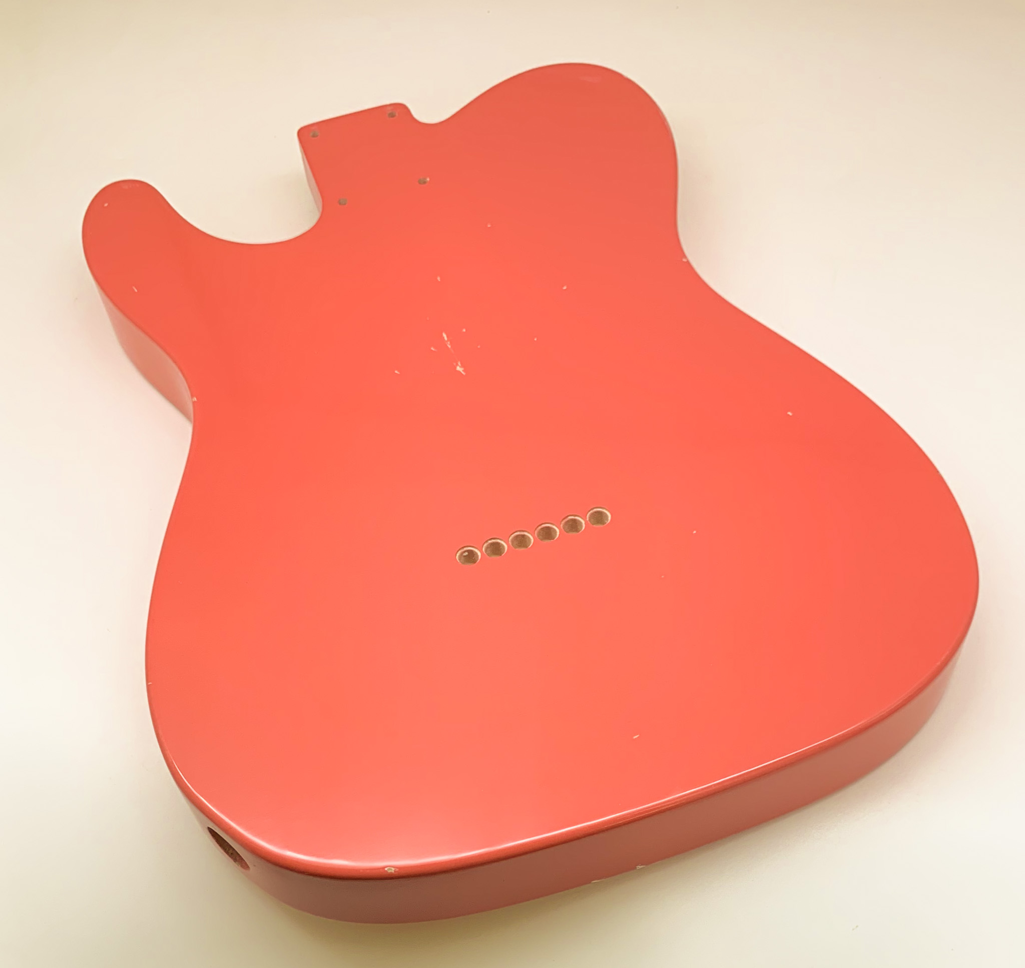 Nitro Lacquer Relic Tahitian Coral T-Style Guitar Body (4lbs 9oz) - Image 7