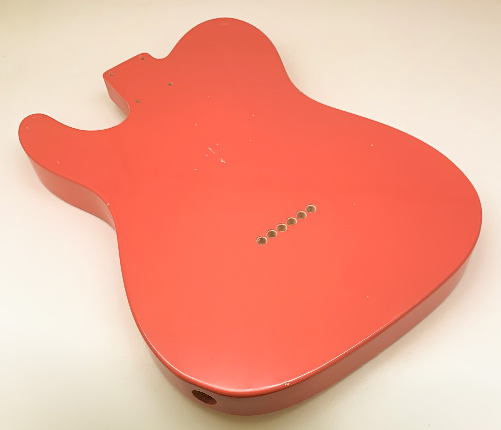 Nitro Lacquer Relic Tahitian Coral T-Style Guitar Body (4lbs 9oz) - Image 8