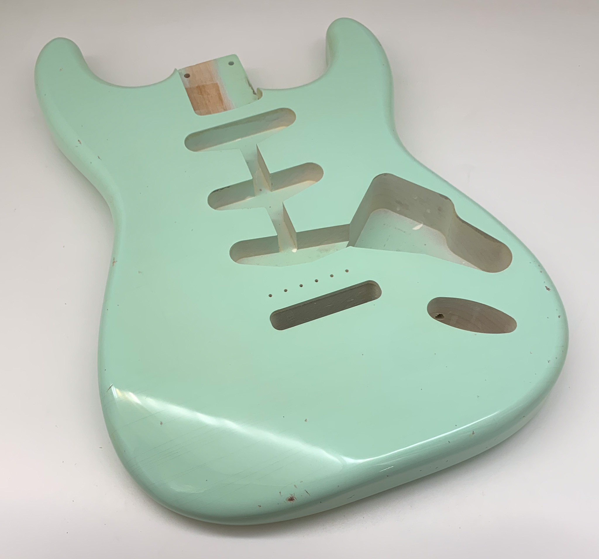 Nitro Lacquer Relic Surf Green S-Style Guitar Body (4lbs 1oz) - Image 2
