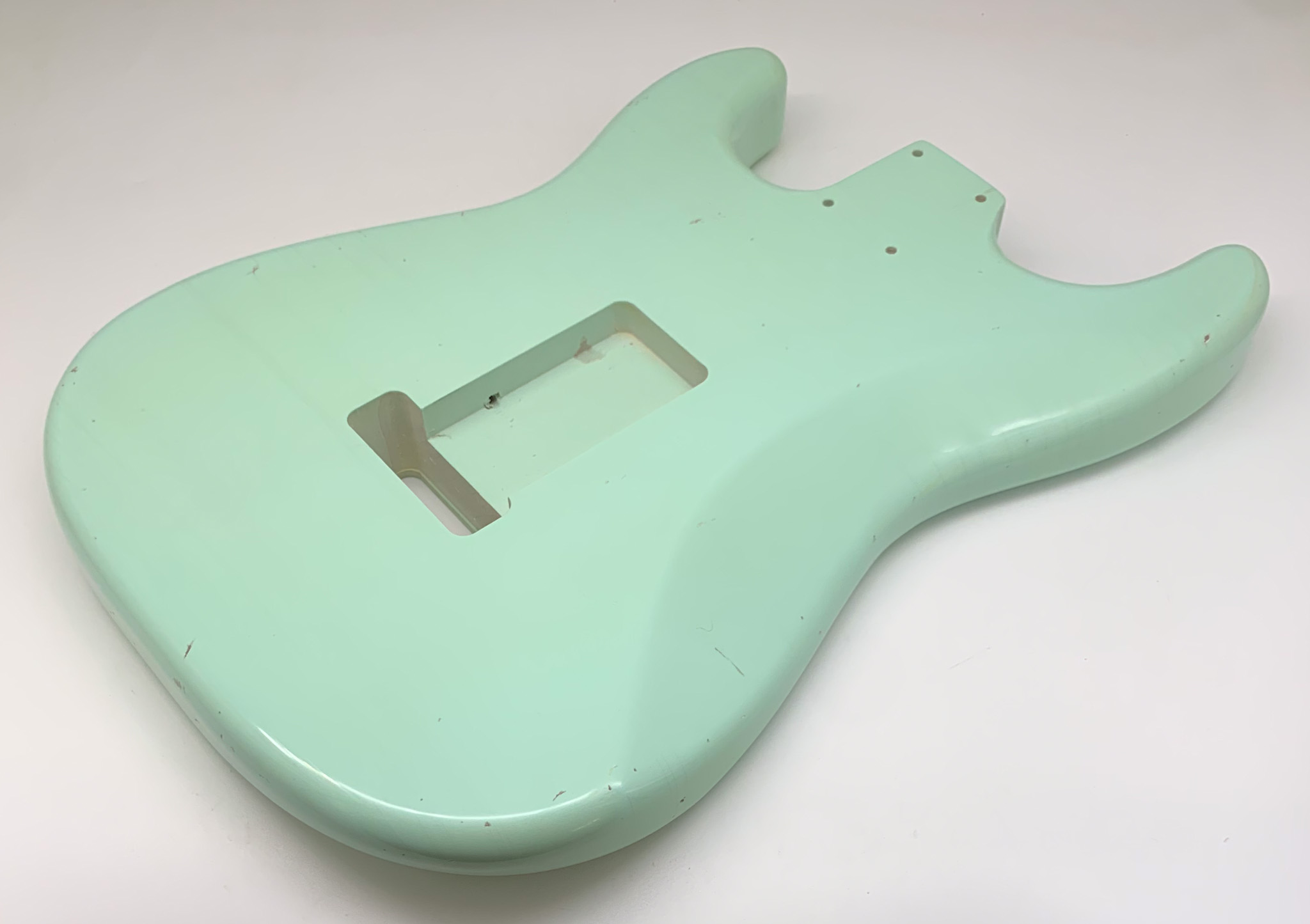 Nitro Lacquer Relic Surf Green S-Style Guitar Body (4lbs 1oz) - Image 9