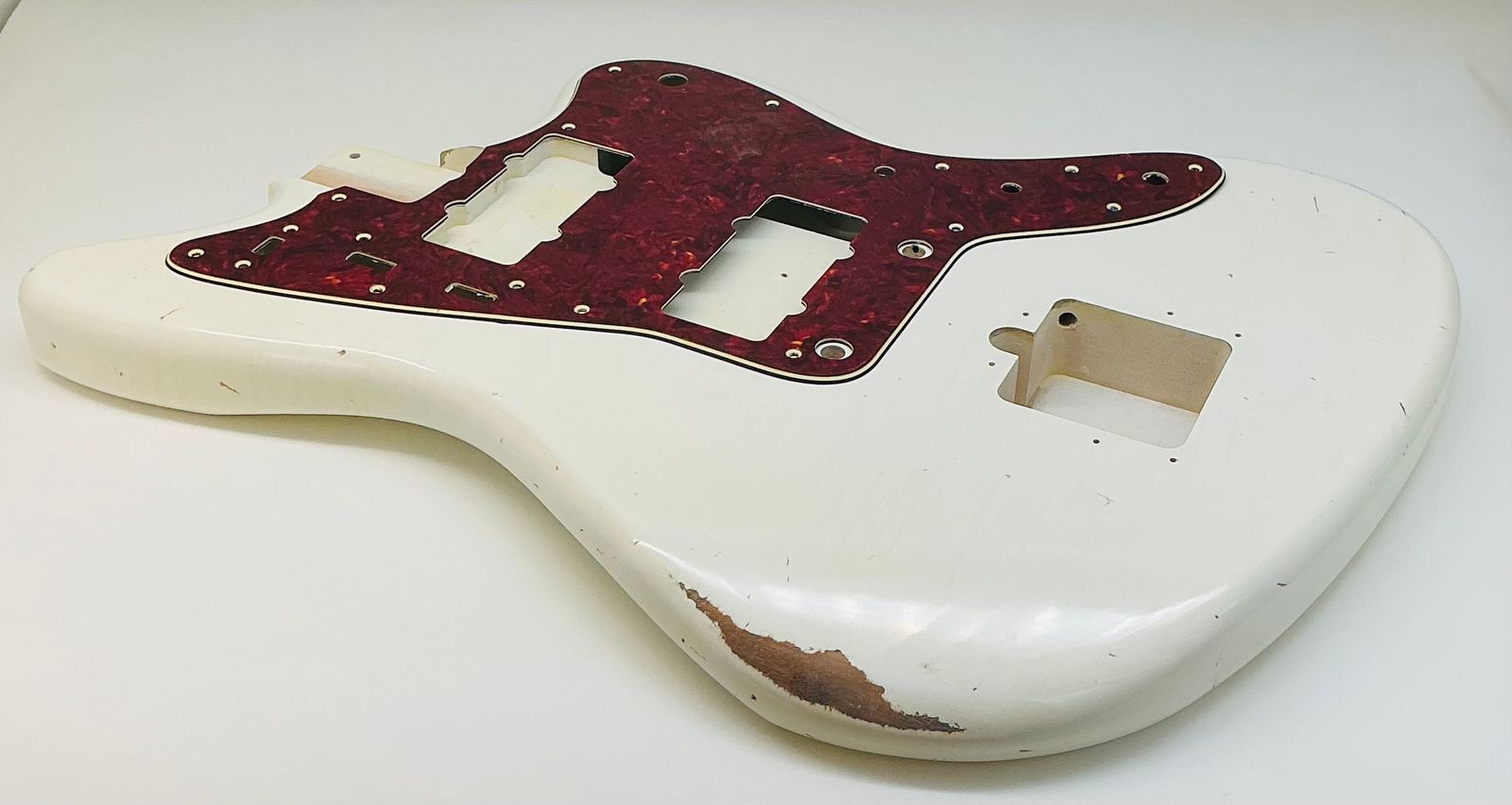 Nitro Lacquer Relic Olympic White Jazz-Style Guitar Body (4lbs 4oz) - Image 6